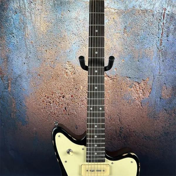 2024 Deluxe Handed Fano Style Relic Electric Guitar Custom Guitar Factory Aged Black Guitar P90 Pickups