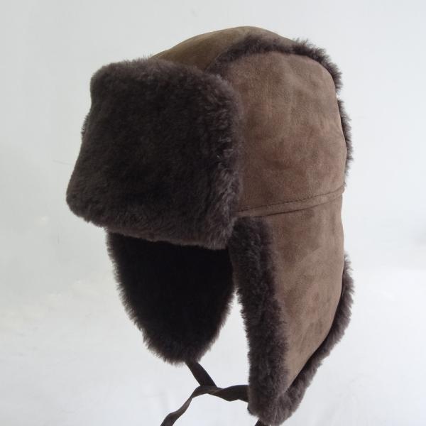 Russian sheepskin Leather Trooper Hat Australian Shearling Ushanka Winter trapper hat