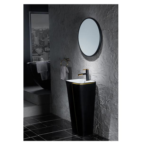 Ceramic 525*430*860mm Sanitary Ware Basin One Piece With Black Toilet