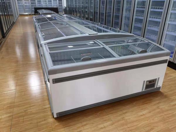 Congelador comercial de exibição de cor cinza de 2,5 m com capacidade de vidro temperado 1040L