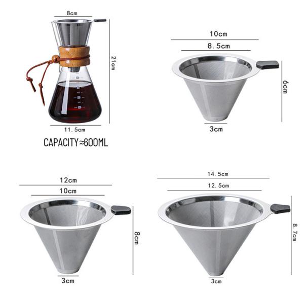 B2B 400 ml de vidrio personalizado vertido sobre la cervecera de caféFiltro de acero inoxidable y manga de maderaCamping cervecera