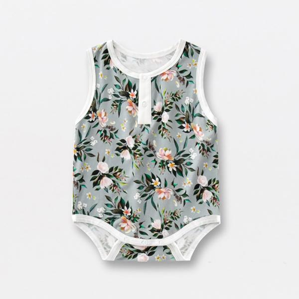 Summer Printing Bamboo Fiber Baby Rompers Sleeveless Newborn Clothes Snap Buttons Unisex Infant Sleepers