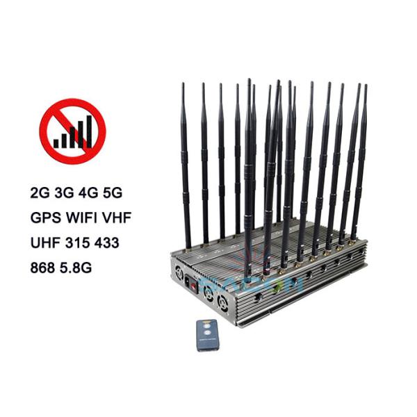 100W 5G Signal Jammer with 80m Range and 16 Bands Mobile Phone Blocker for Multi