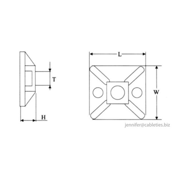 DEMOELE 30*30mm white plastic nylon self adhesive cable tie mount for cable ties without drilling hole on board