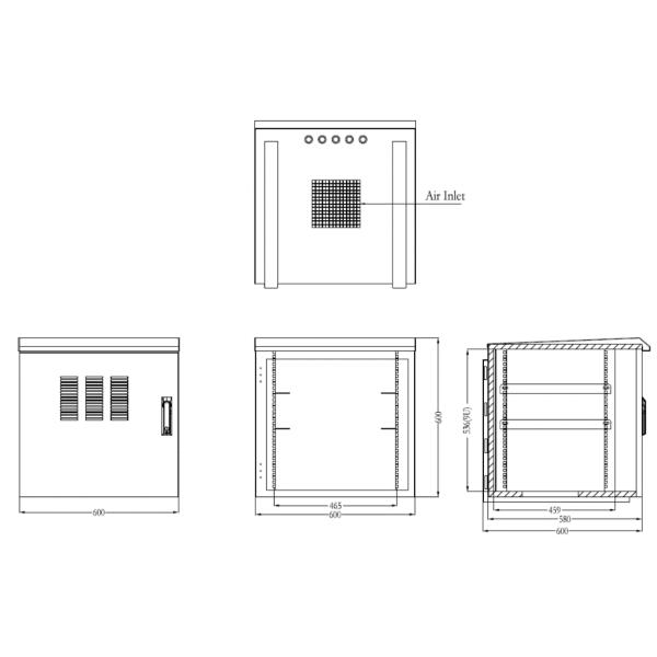Cerco à prova de intempéries da anti montagem de Polo da altura do roubo 9U 600mm