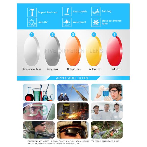 CE ANSI Z87.1 & AUS UV400 Orange Uv Protection Medical Grade Safety Glasses