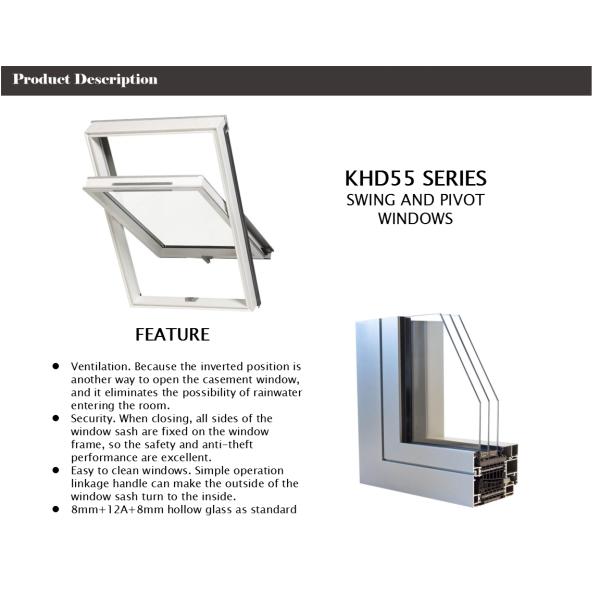 Clear Glass Aluminium Pivot Window , Inswing Awning Window With Hinge