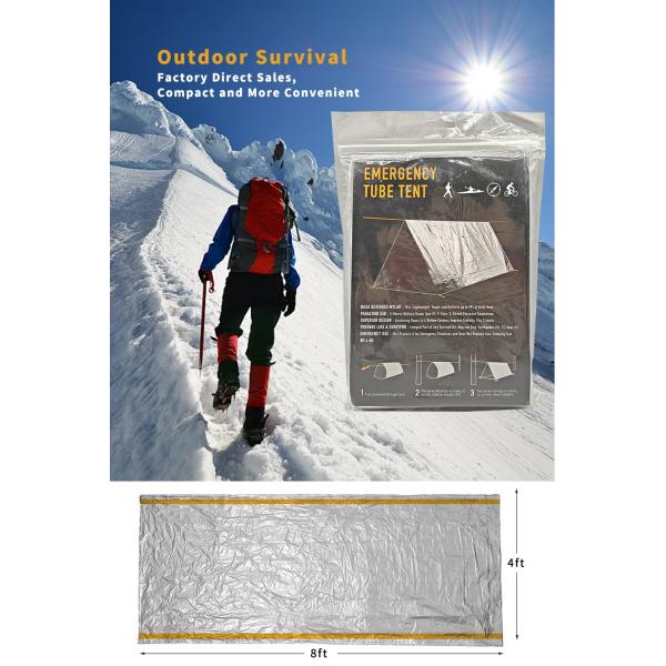 2-Person Emergency Survival Tent Water Safety Life Tent Shelter with Tube Tent & Tarp for Emergency Use