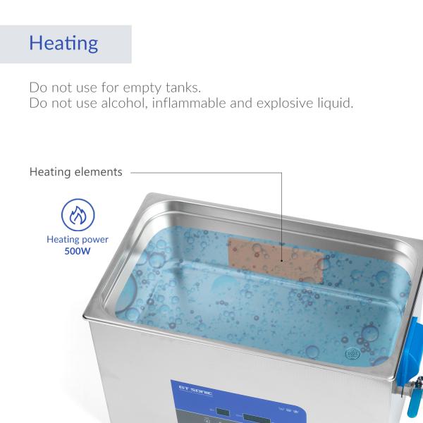 Limpador ultrassônico digital GT SONIC 20L SUS304 40kHz com aquecimento desgaseificado