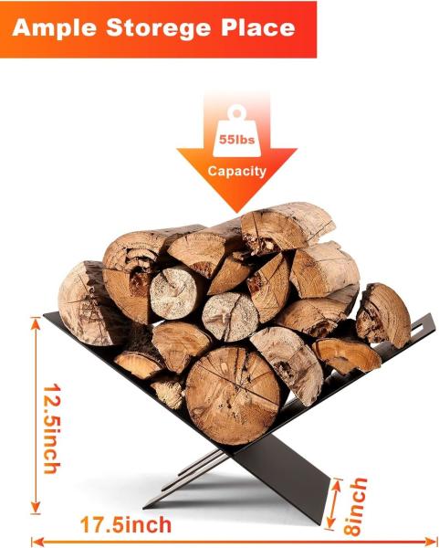 Caminha Estrutura de armazenamento de madeira Bracket Black Power Coating Indoor Log Holder para exterior