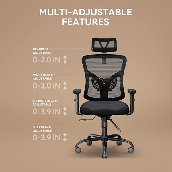 Modern Design High Back Mesh Office Chair with Adjustable Armrest and Lumbar Support