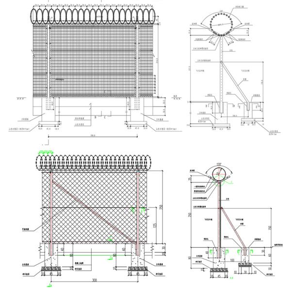 Движение дорога Стальной барьер оцинкованный колючей проволоки ограждения с порошкообразным покрытием защиты