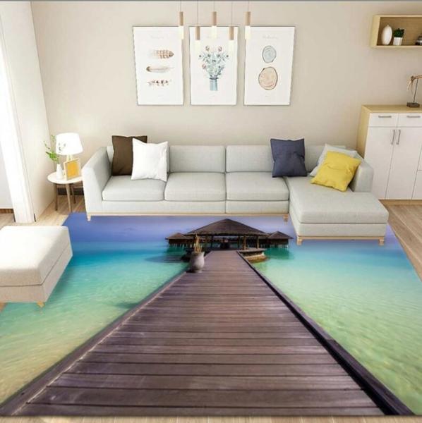 3D Lavender Tulip Pattern Household Bedroom Living Room Floor Carpet Special Style