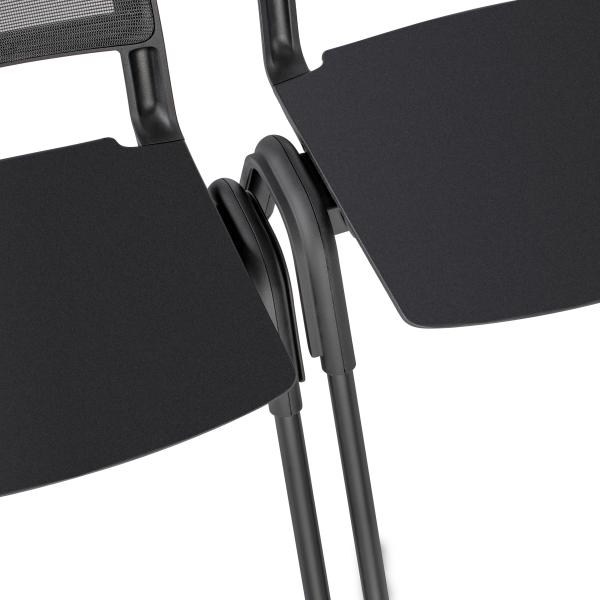 Ergonomic Mesh Office Chair , Mesh Conference Room Chairs With Foldable Writing Tablet