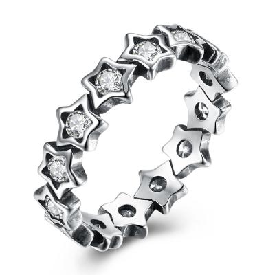 Presente do dia de 925 mães de Ring For Women Silver Jewelry do dedo da estrela do zircão de Sterling Silver Rings Paved Cubic