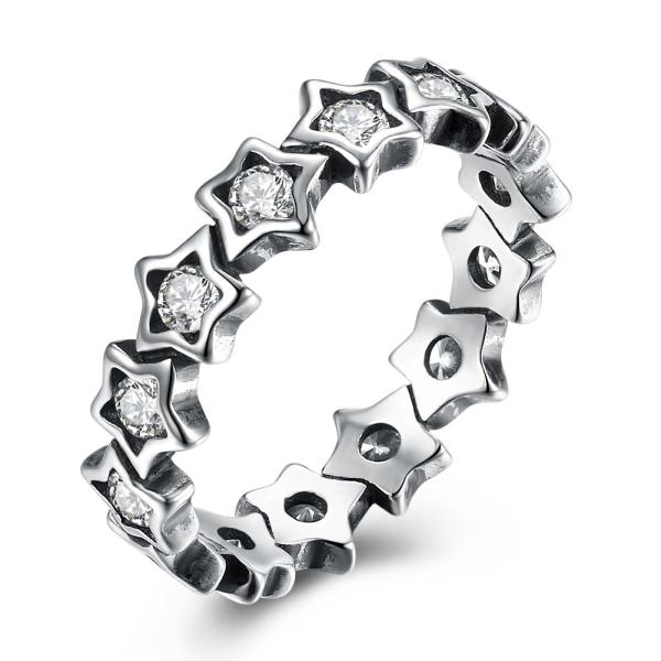 Presente do dia de 925 mães de Ring For Women Silver Jewelry do dedo da estrela do zircão de Sterling Silver Rings Paved Cubic