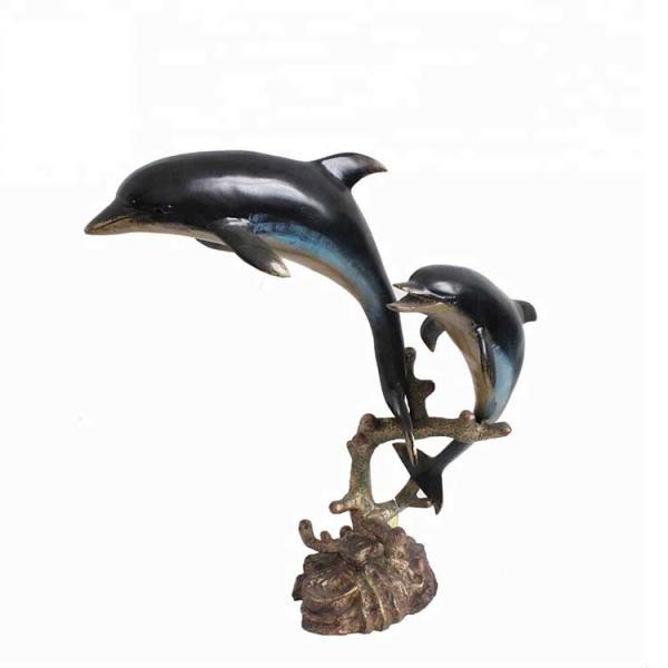 20cm Cast Iron Abstract Metal Dolphin Statue Home Decor SGS Certified