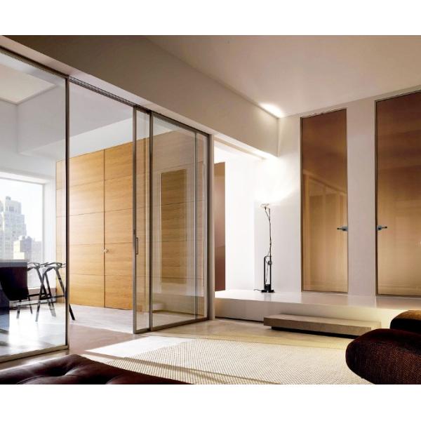 Narrow Frame Aluminum Tempered Clear Glass Slidng Door for House