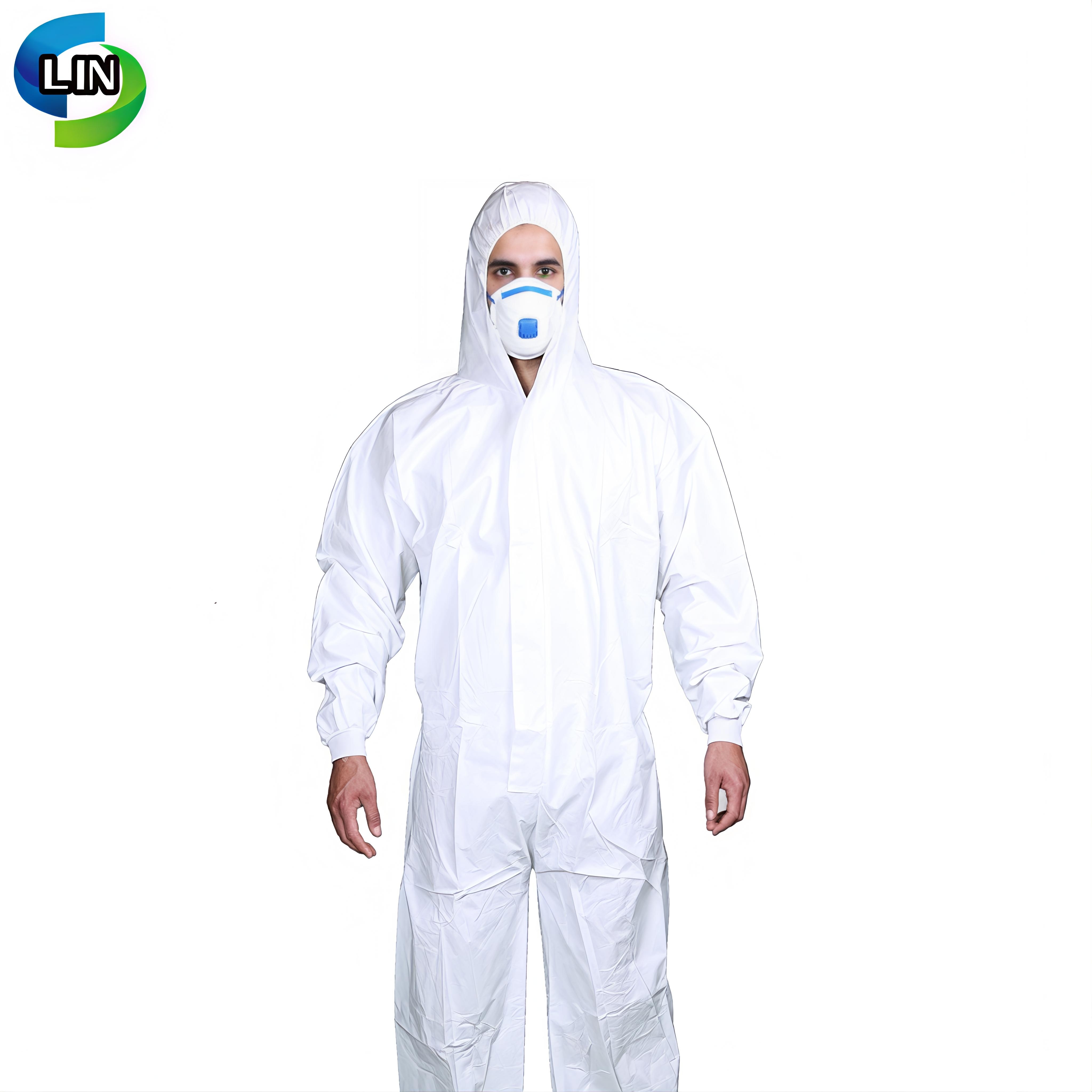 Disposable Medical Protective Coverall with Waterproof Barrier Protection 99% Filtration Efficiency and Integrated Hooded One-piece Design