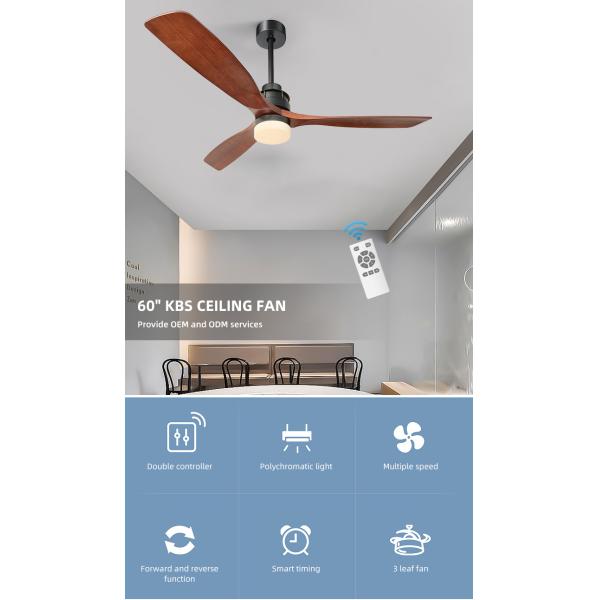 Fashion Adjustable 65W 60 Inch 3 Blade Ceiling Fan Light 1500lm