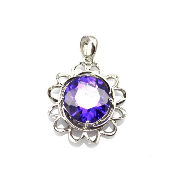 Sterling Silver Garnet Cubic  Zirconia Pendant  with 925 Silver Chain Necklace (PSJ01900)