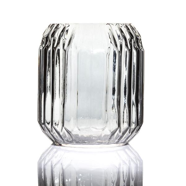 High Fashion Wave Top Embossed Smoke Ion Plating  Glass Vase