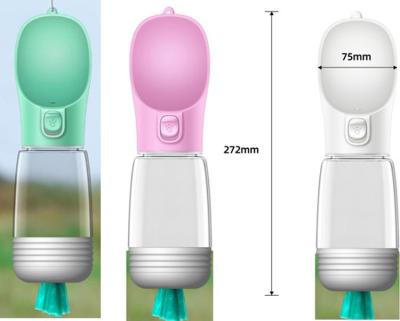 Os cães de estimação portáteis do ar livre viajam OEM da garrafa de água 350ml com o distribuidor dos sacos do tombadilho de B