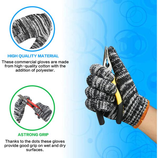 20-60 г. Промываемые, прочные, глубокие белые хлопчатобумажные рукоятки для безопасности рук