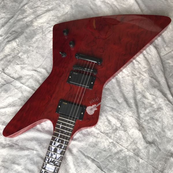 Custom Electric Guitar Wine Red Rosewood Top Covered Black Hardware Can be Customized Logo