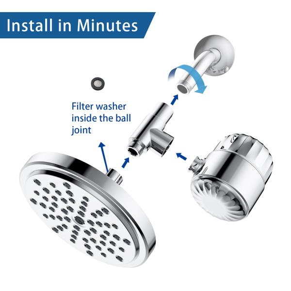 Bathroom Equipment with ABS Plastic Chromed Overhead Shower Head and Filter
