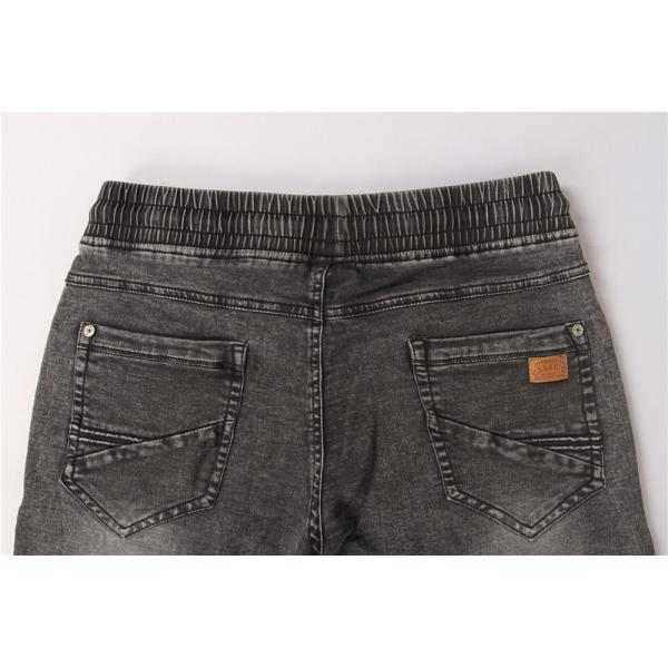 Black Washed Men's Denim Half Pants Mens Elastic Waist Jean Shorts