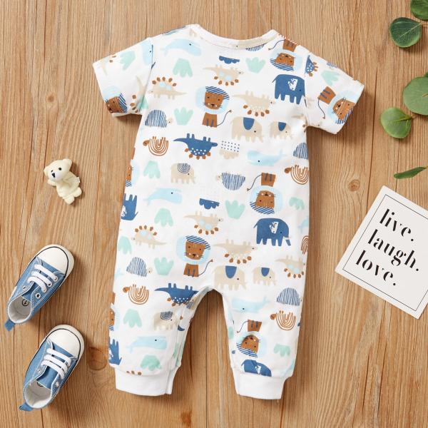 New Long Baby Creeper One Piece Baby Snap Baby Cotton With Printing Newborn Boys Girls Bodysuit Wholesale