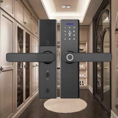 Black Wifi Bluetooth Lock 154*63*24mm Wifi Keyless Door Lock Auto Unlock