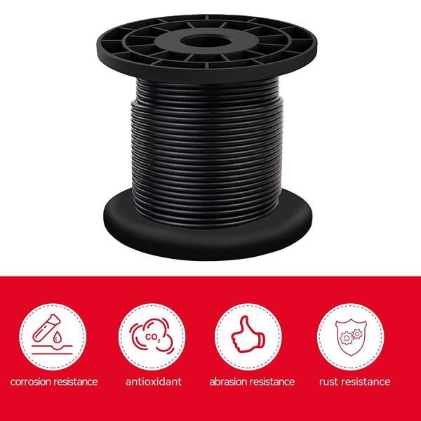 7x7 304 1/16 Stainless Steel Black Vinyl Coated Wire Rope for String Light Suspension