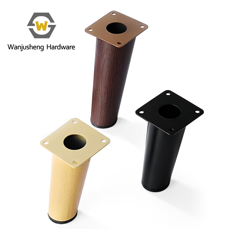New Chinese Style Furniture Hardware Wood Grain & Black Sofa Legs Conical Heightening Support Feet for TV Cabinet & Coffee Table