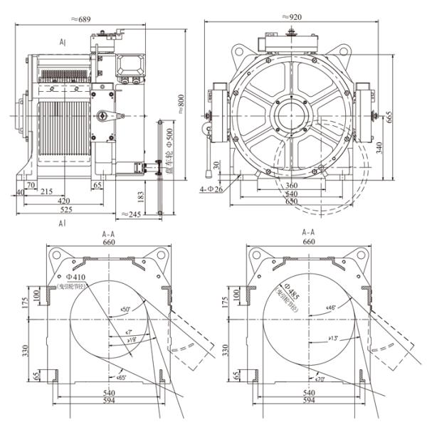 беззубчатая подъемная машина трения 1000kg с постоянным магнитом одновременным