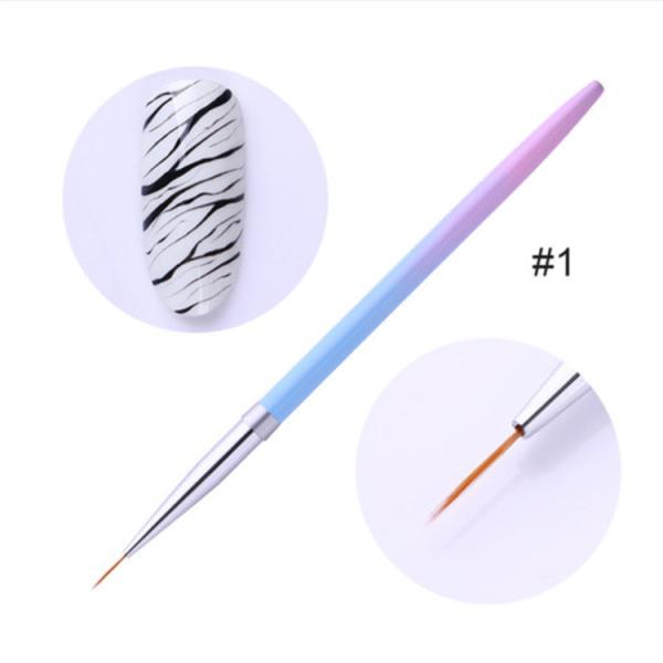 Metal Gradient Nail Gel Brush Nylon Hair Flat UV Nail Pen Non Deformation