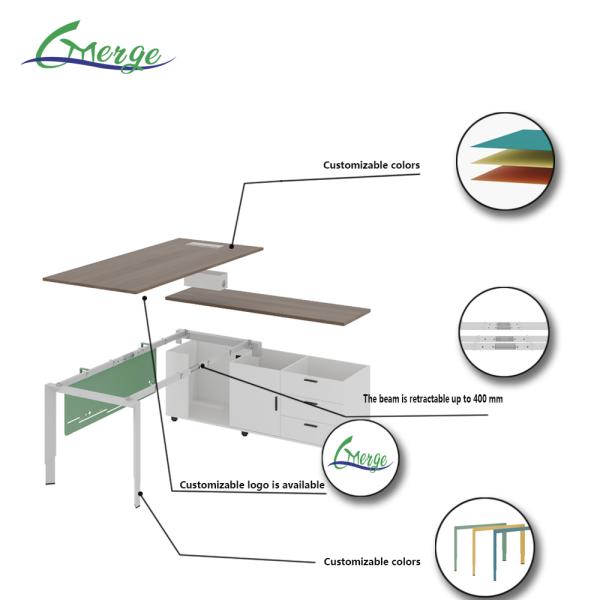 Functional Cable Management System Commercial Manager Office Desk with Wood/Steel Construction and Laminate Finish