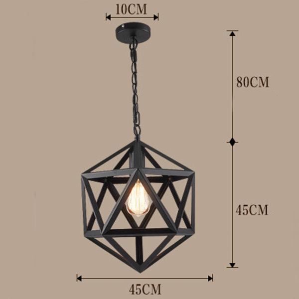 ECOBRT Industrial Polyhedron Pendant Light Vintage Pendant Lighting Antique Hanging Light 1 Light Barn Metal Light