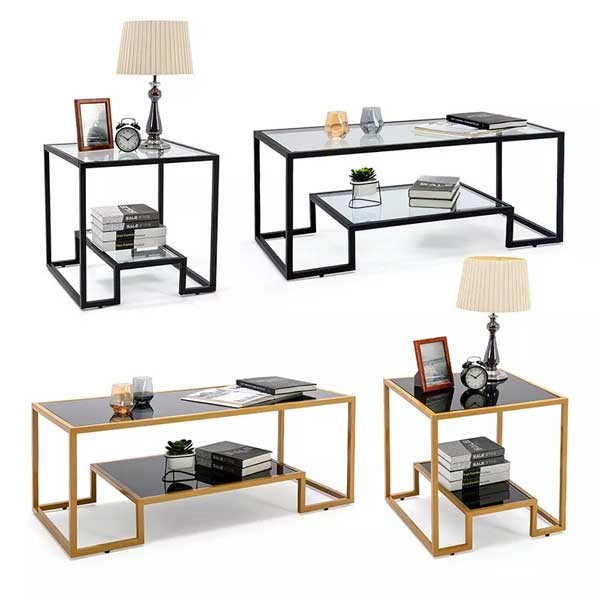 Noir de luxe Powerd de table basse de pierre enduisant le Tableau de thé de marbre minimaliste