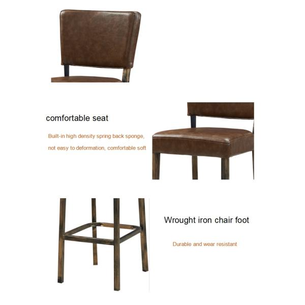 Modern Indoor Kitchen Barstool Chair Straight Back In Black Leather