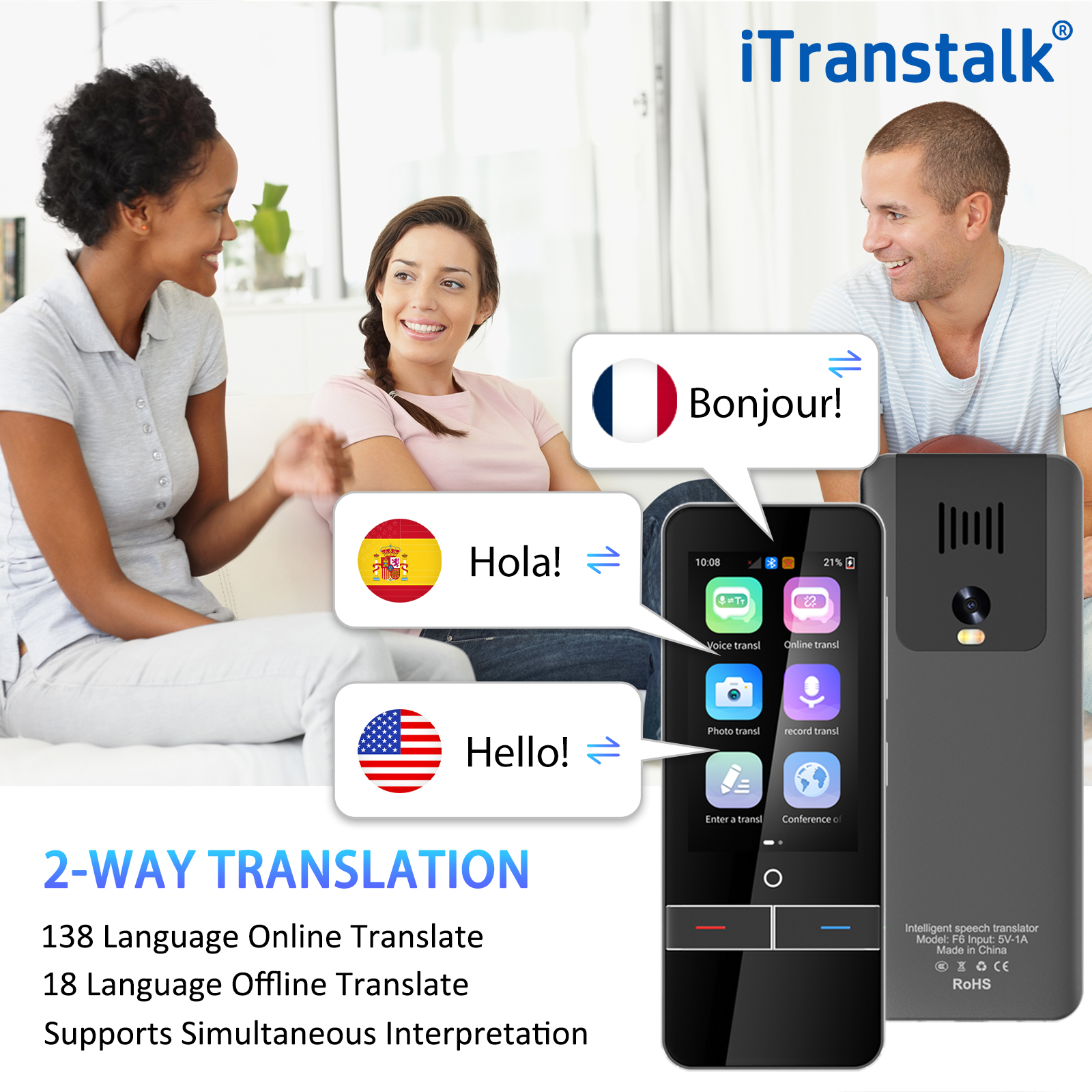 Smart Electronic Language Translator Device For English French German Spanish Italian Dutch