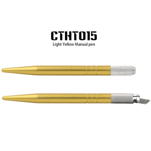 Anti Slip Yellow Eyebrow Manual Tattoo Pen For Makeup Microblading