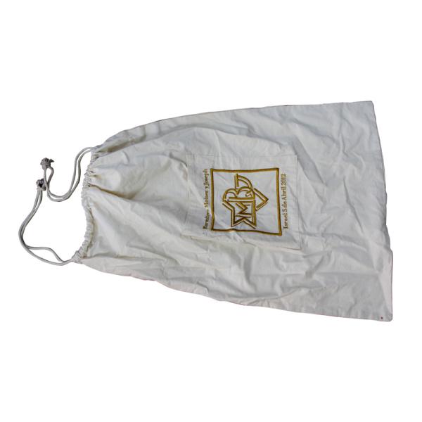 100% cotton fabric wtih emboidery logo small bag cotton drawing string Plain Cotton bag for Laundry