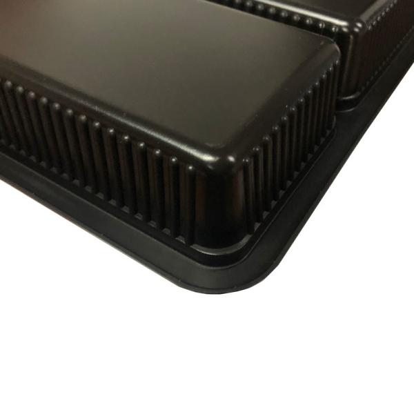 4-Compartment Black PP Food Tray for Restaurants and Takeout