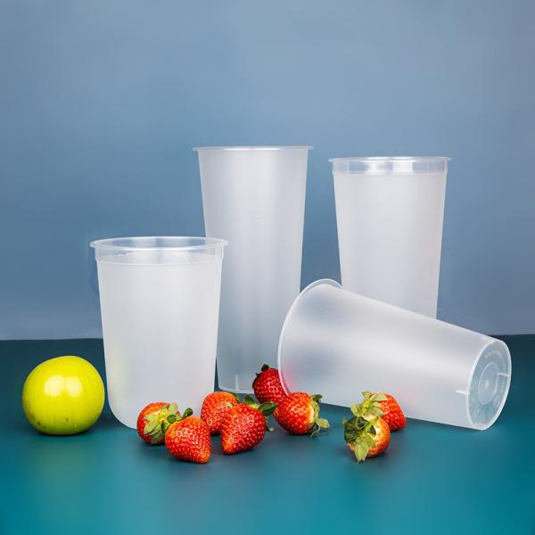 Transparent Disposable Coco U Shape Plastic PP Boba Tea Cup With Lid
