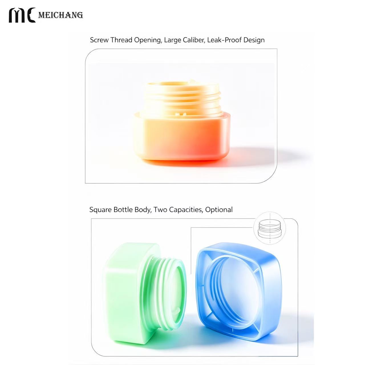 30g 50g Square PET Cream Jar with Wide Mouth(MC-P-567)