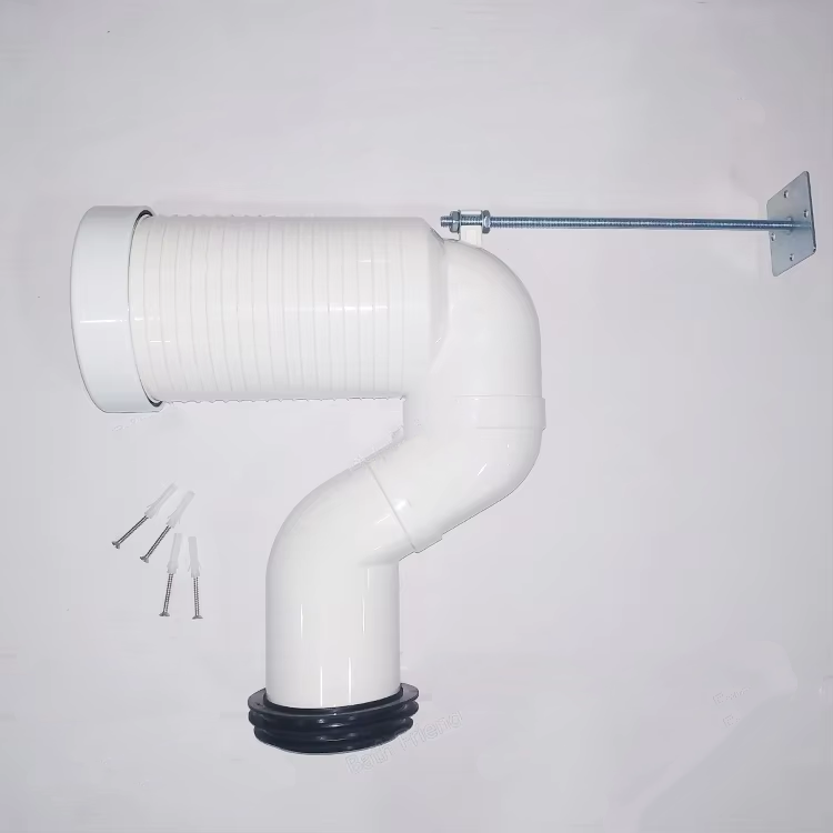 Adjustable-Length White PVC Pipe Connector, Used For Connecting WC Panel To Plastic Drainage Pipe