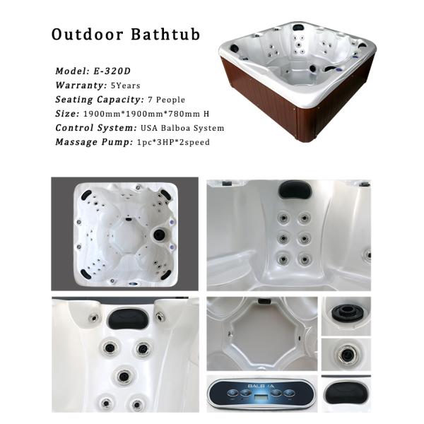 Multi Function Led Light Acrylic Spa Massage Hot Tub Outdoor Spa For 7 People