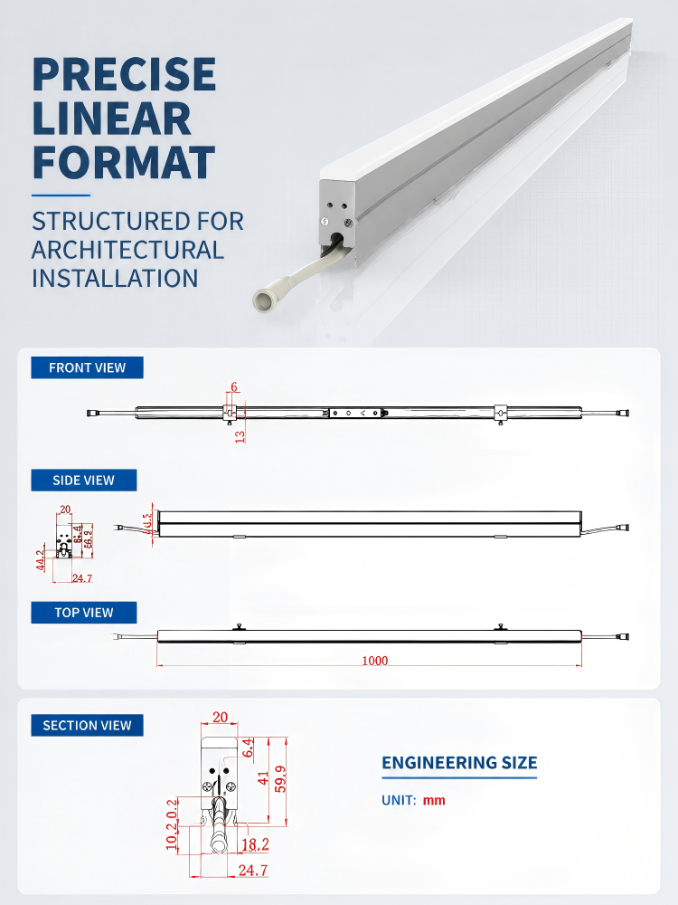 Slim Aluminum Housing Outdoor Linear Led Light With Acrylic Cover For Sky Screen Lighting